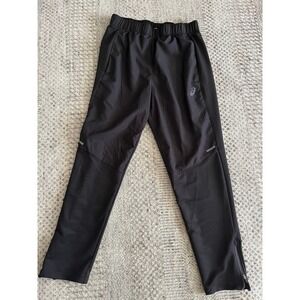Asics Mens Black Running Pants Athletic Joggers Ankle Zip Size Small